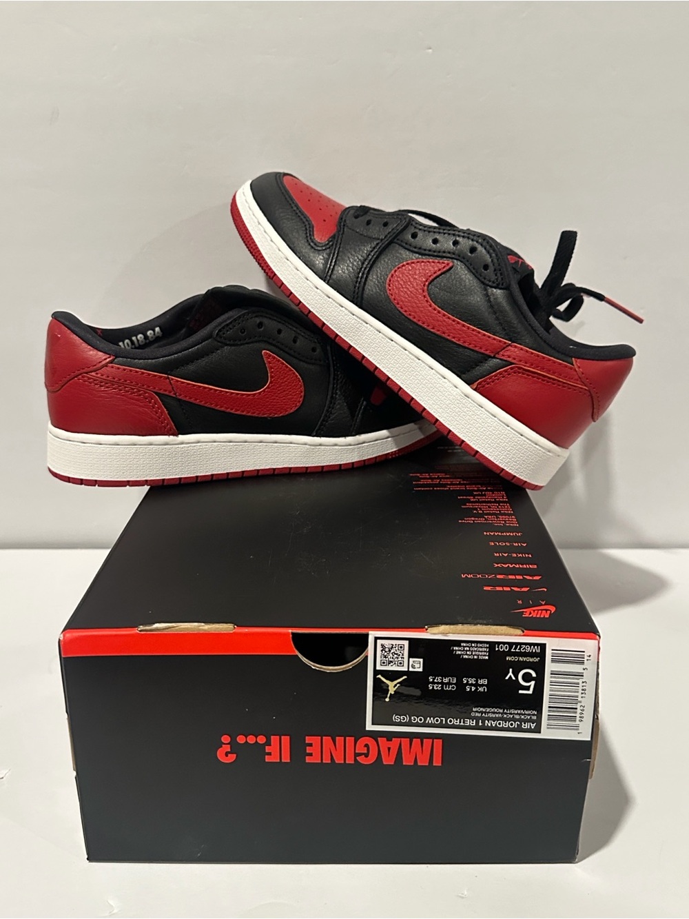 AJ1 Retro Low OG ‘Banned’ (GS) Sz 5 (IW6277-001)